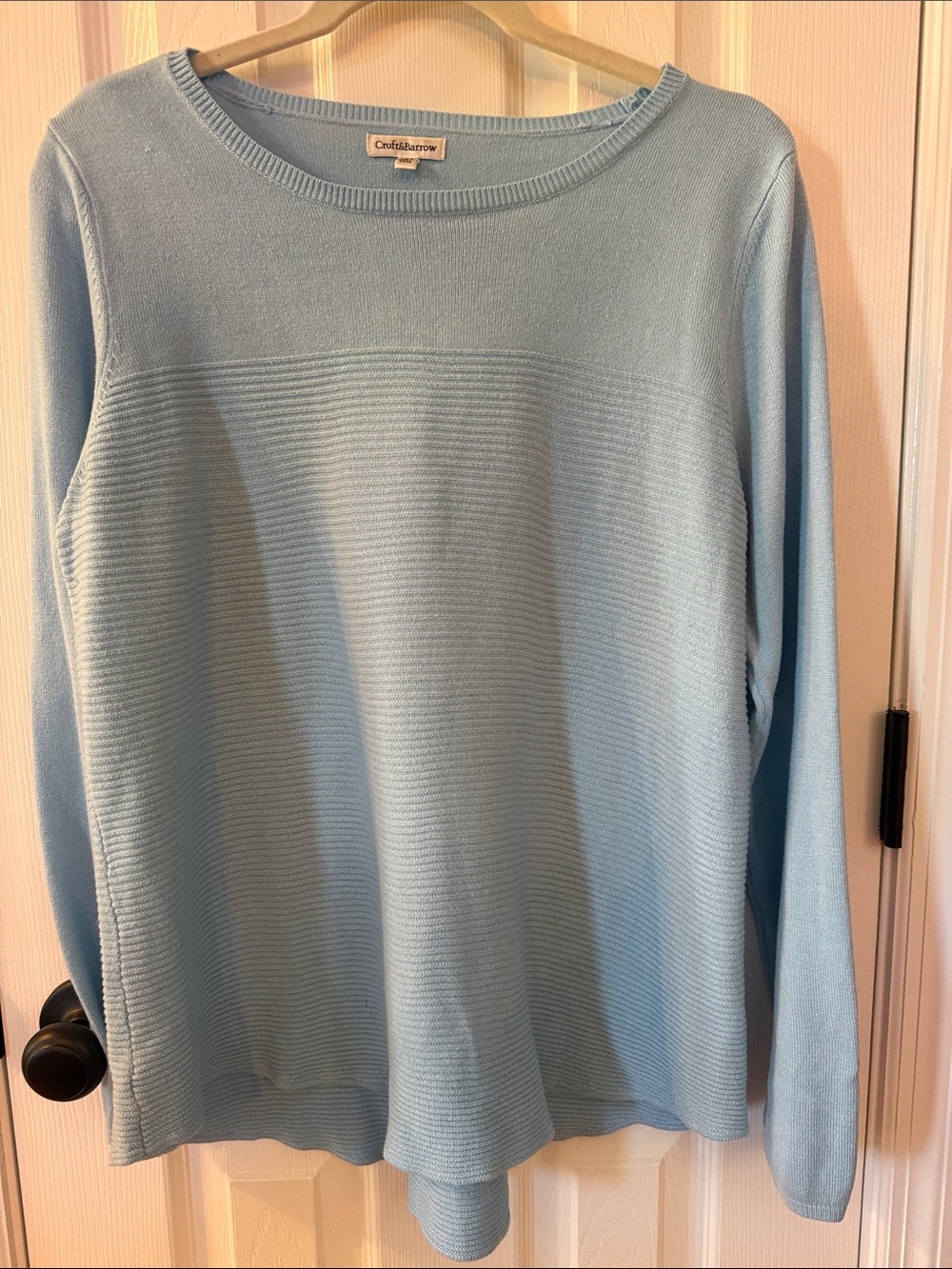 croft & barrow pastel blue ribbed crewneck sweater